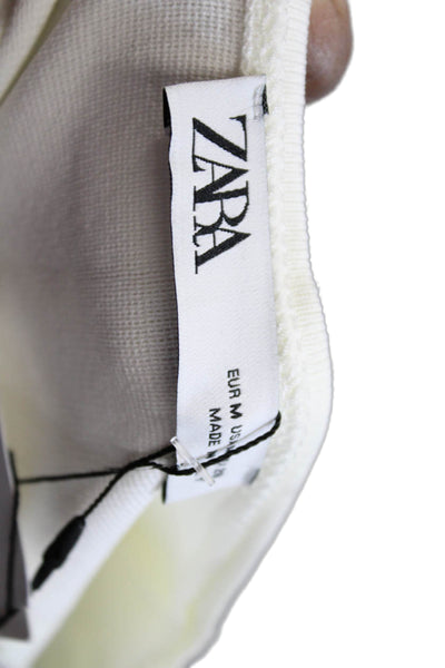 Zara Women Shift T-Shirt Dress White Striped Cotton Short Sleeve Knee Size M