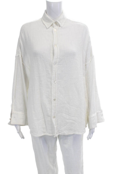 Indah Womens Cropped White Cotton Pants Size M