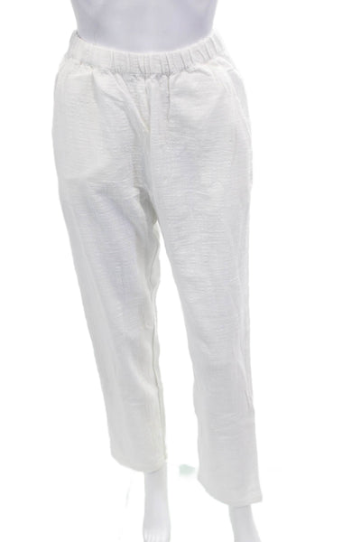 Indah Womens Cropped White Cotton Pants Size M