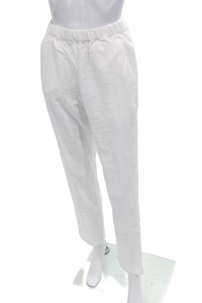 Indah Womens Cropped White Cotton Pants Size M