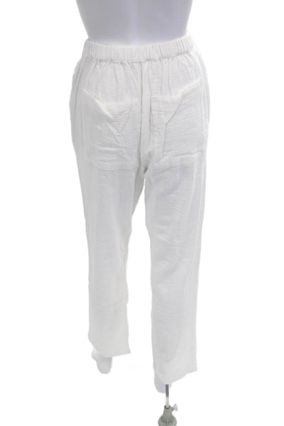 Indah Womens Cropped White Cotton Pants Size M