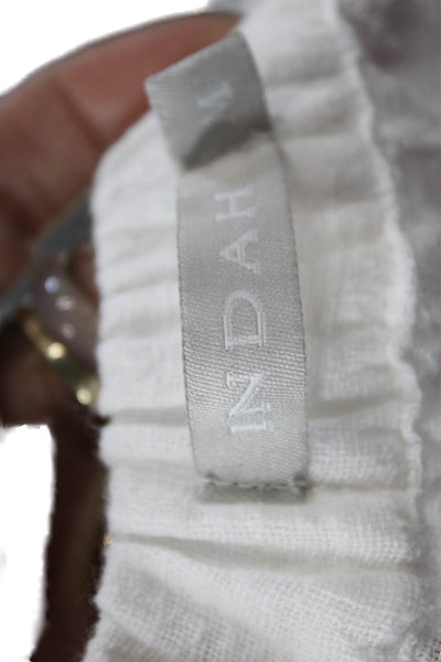 Indah Womens Cropped White Cotton Pants Size M