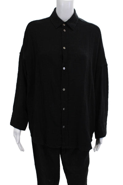 Indah Women Cropped Ankle Bohemian Black Cotton Pants Size S