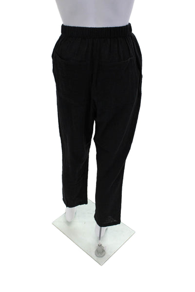 Indah Women Cropped Ankle Bohemian Black Cotton Pants Size S