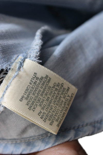 Cloth & Stone Women Light Blue Collared Tencel Button-Up Long Sleeve Top Size S