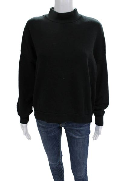 NSF Womens Mock Neck Cotton Sweater Black Size S
