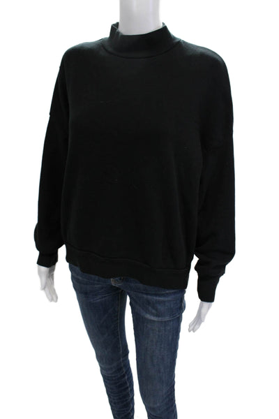 NSF Womens Mock Neck Cotton Sweater Black Size S