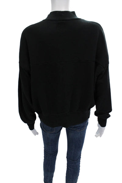 NSF Womens Mock Neck Cotton Sweater Black Size S