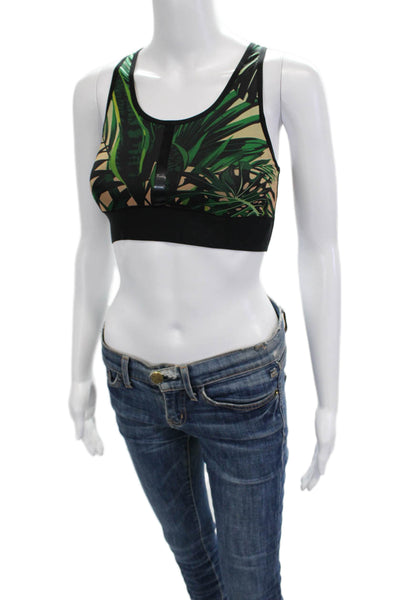 Ultracor Womens Plant Print Activewear Bra Green Size S