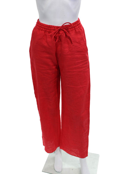 Zara Womens Cropped Pants Red Polyester Drawstring Beach Size XS