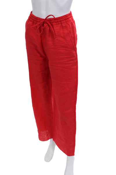 Zara Womens Cropped Pants Red Polyester Drawstring Beach Size XS