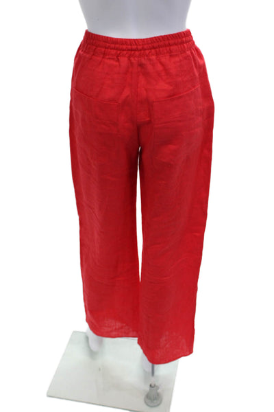 Zara Womens Cropped Pants Red Polyester Drawstring Beach Size XS