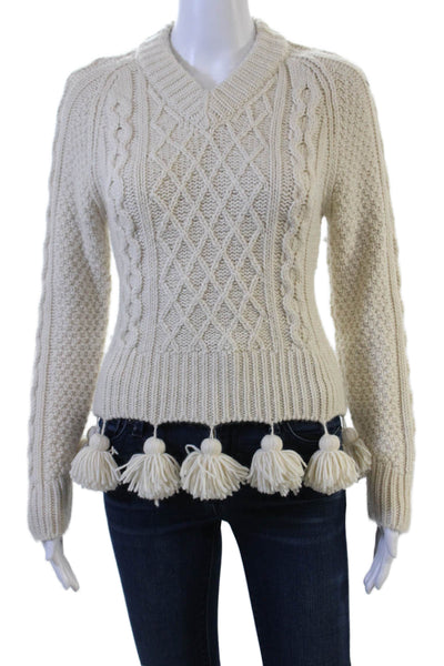 Rosie Assoulin Unisex Beige Baby Alpaca Argyle V Neck Pullover Sweater Size XS