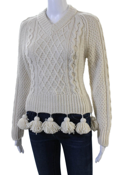 Rosie Assoulin Unisex Beige Baby Alpaca Argyle V Neck Pullover Sweater Size XS
