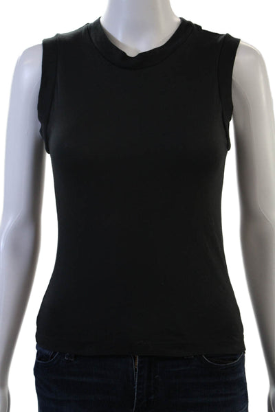 Allsaints Women Basic Sleeveless Crew Neck Tank Black Cotton Size XS