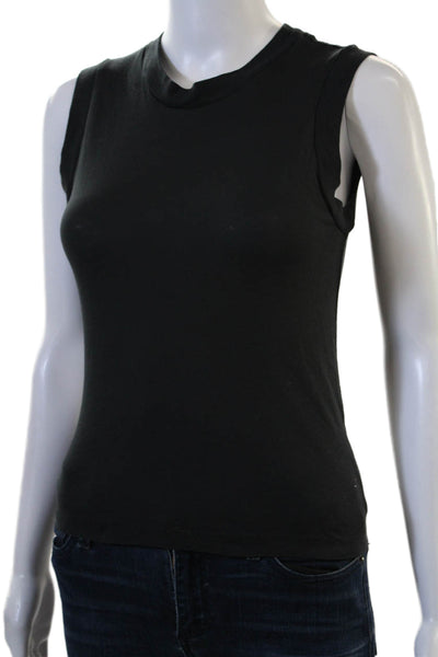 Allsaints Women Basic Sleeveless Crew Neck Tank Black Cotton Size XS