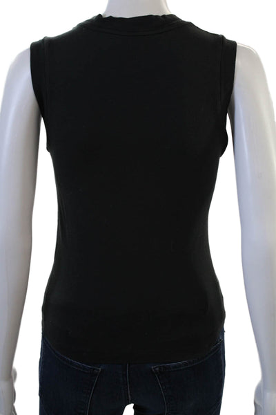 Allsaints Women Basic Sleeveless Crew Neck Tank Black Cotton Size XS