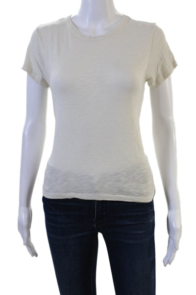 Velvet Womens Basic White Crew Neck Short Sleeve T-Shirt Size S
