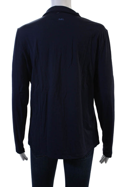 J. Mclaughlin Womens Basic Mock Neck Zip Hoodie Dark Blue Size L