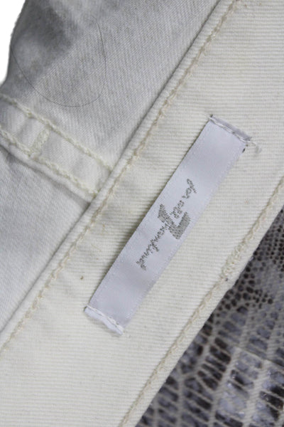 7 For All Mankind Women Ankle Jeggings Snake Print Beige Cotton Spandex Size 28