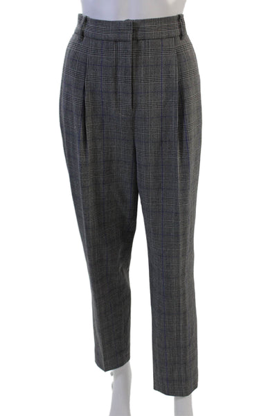 Rebecca Taylor Unisex Ankle Dress Pants Dark Gray Plaid Hook & Eye Size 6