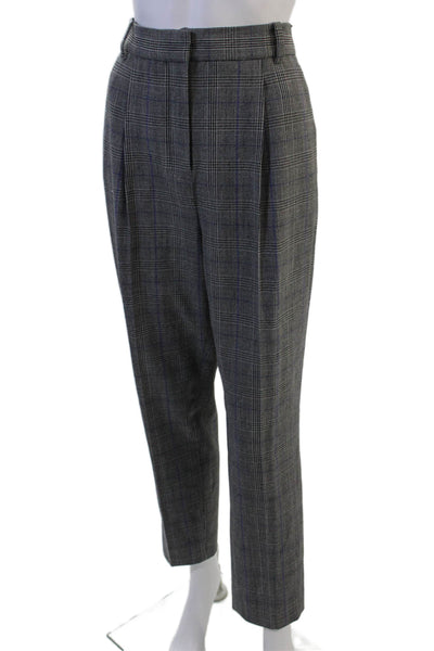 Rebecca Taylor Unisex Ankle Dress Pants Dark Gray Plaid Hook & Eye Size 6