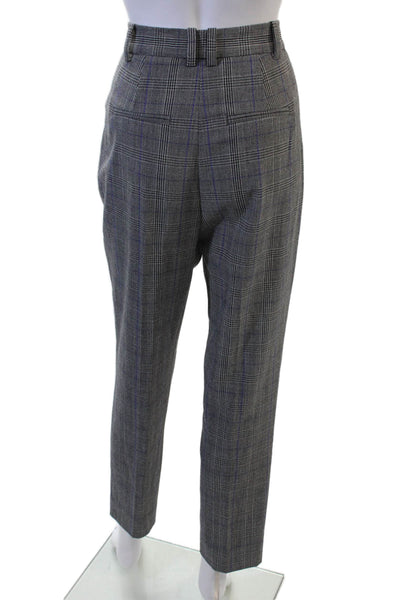 Rebecca Taylor Unisex Ankle Dress Pants Dark Gray Plaid Hook & Eye Size 6
