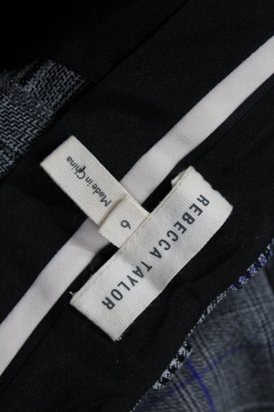 Rebecca Taylor Unisex Ankle Dress Pants Dark Gray Plaid Hook & Eye Size 6