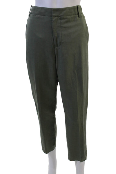 Vince Unisex Green Cropped Ankle Khakis Dress Pants Cotton Spandex Size 6