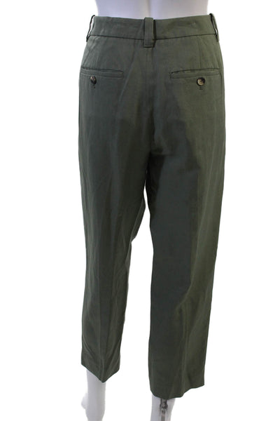 Vince Unisex Green Cropped Ankle Khakis Dress Pants Cotton Spandex Size 6