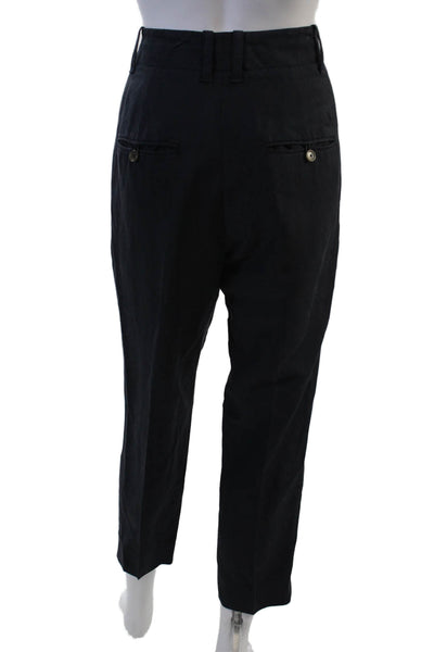 Vince Women Dark Blue Cropped Ankle Dress Pants Cotton Blend Button Size 6