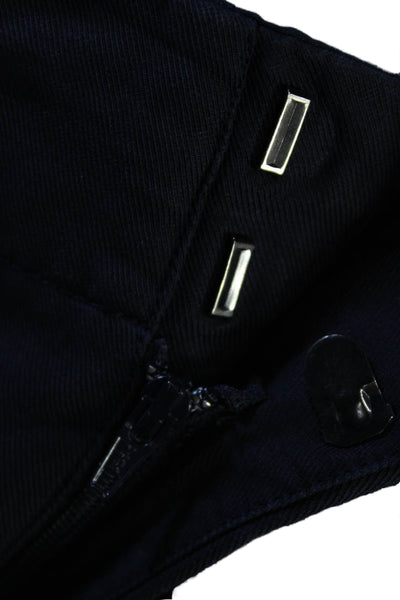 Vince Women Dark Blue Cropped Ankle Dress Pants Cotton Blend Button Size 6