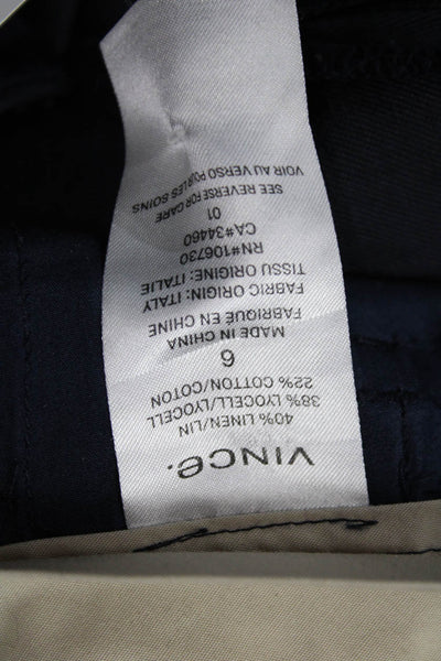 Vince Women Dark Blue Cropped Ankle Dress Pants Cotton Blend Button Size 6
