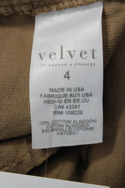 Velvet by Graham & Spencer Unisex Cropped Cargo Pants Brown 100% Cotton Size 4