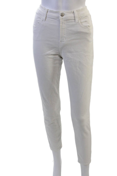 J Brand Women Cropped Ankle White High Rise Jeans Button 26 Inseam Size 28