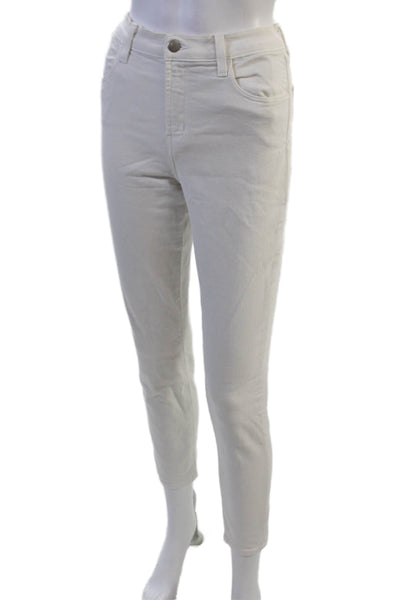 J Brand Women Cropped Ankle White High Rise Jeans Button 26 Inseam Size 28