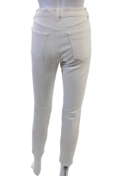 J Brand Women Cropped Ankle White High Rise Jeans Button 26 Inseam Size 28