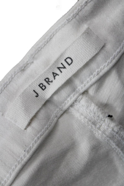 J Brand Women Cropped Ankle White High Rise Jeans Button 26 Inseam Size 28