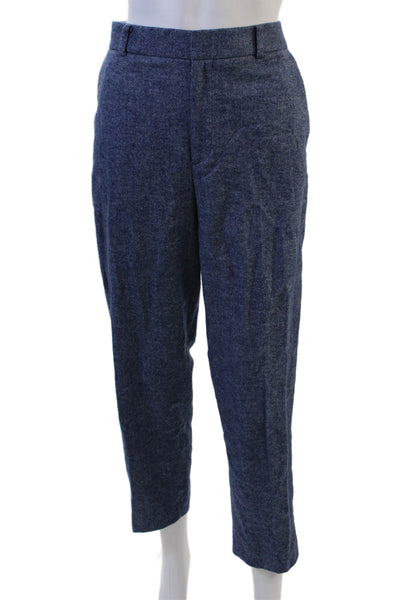 Club Monaco Unisex Ankle Dress Pants Dark Blue Herringbone Wool Blend Size 6