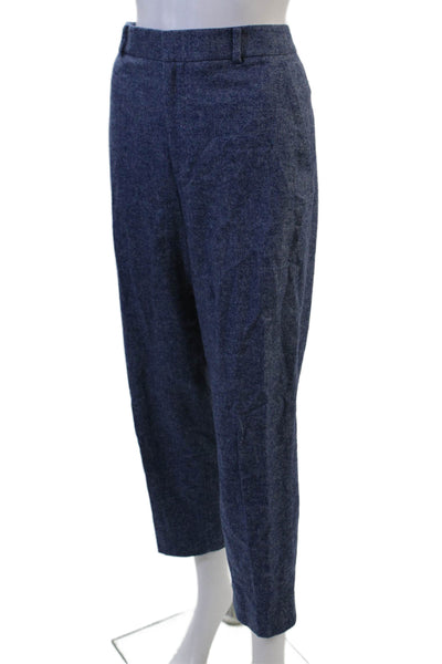 Club Monaco Unisex Ankle Dress Pants Dark Blue Herringbone Wool Blend Size 6