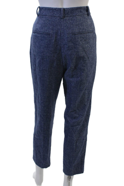 Club Monaco Unisex Ankle Dress Pants Dark Blue Herringbone Wool Blend Size 6