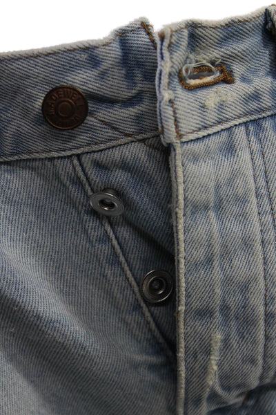 Madewell Unisex Light Blue Cotton Solid 90s Button Shorts Size 26