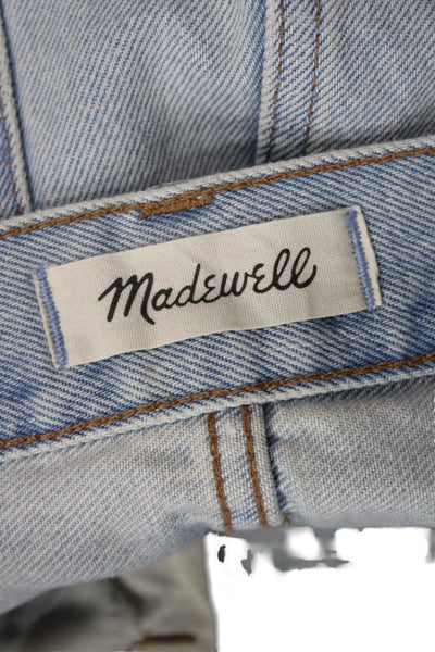 Madewell Unisex Light Blue Cotton Solid 90s Button Shorts Size 26