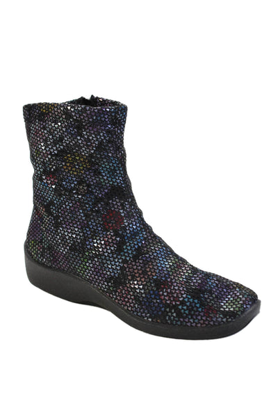 ARcopedico Womens Geometric Zippered Casual Ankle Boots Multicolor Size 12