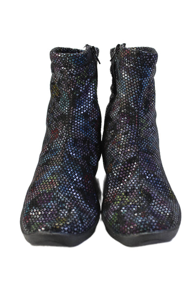 ARcopedico Womens Geometric Zippered Casual Ankle Boots Multicolor Size 12