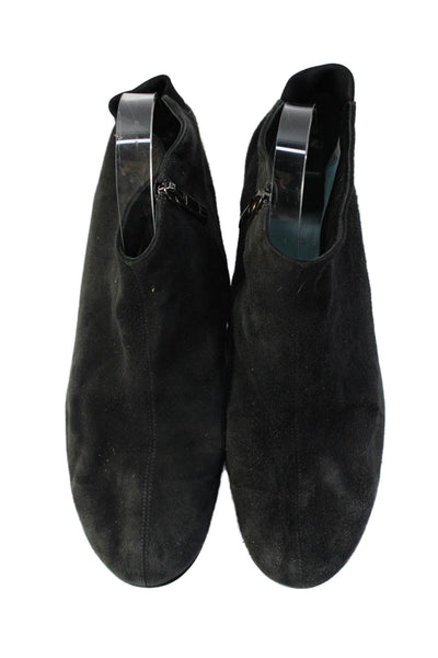 Thierry Rabotin Womens Suede Zippered Ankle Boots Solid Black Size 12