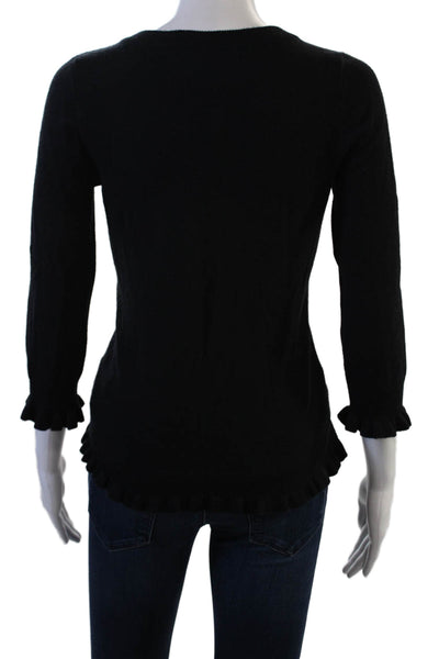 Juicy Couture Unisex Black 100% Cashmere Cardigan 3/4 Sleeve Size S