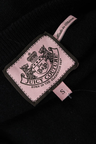 Juicy Couture Unisex Black 100% Cashmere Cardigan 3/4 Sleeve Size S