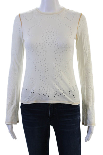 Adriano Goldschmied Women Basic White Cotton Long Sleeve T-Shirt Size S
