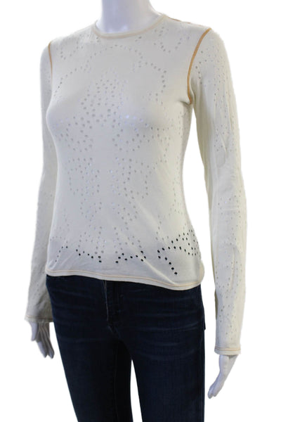 Adriano Goldschmied Women Basic White Cotton Long Sleeve T-Shirt Size S
